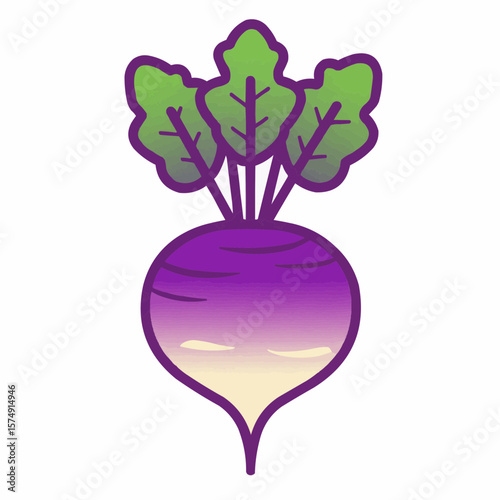 Colorful artistic depiction of a root vegetable with vibrant greens against a soft gradient background