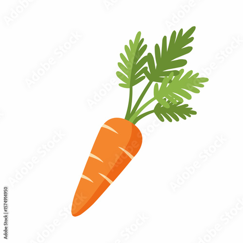 Bright orange carrot with lush green leaves symbolizes fresh harvest from a vibrant organic garden