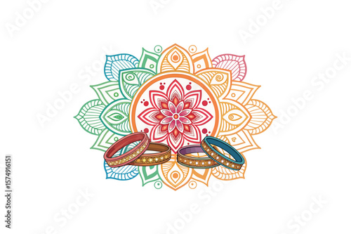 Bangle Mandala Colorful Logo Vector On White Background.02