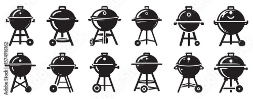 Black kettle grills with wheels and handles barbecue charcoal