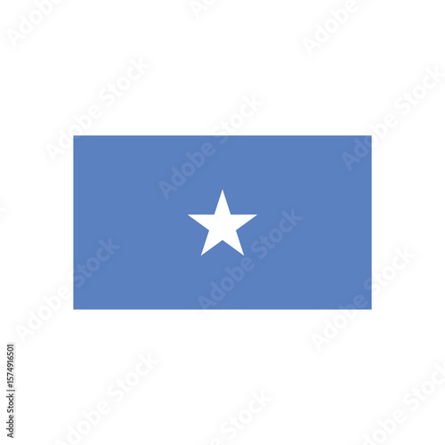 Illustration of the somali national flag featuring a white star on a blue rectangular background design