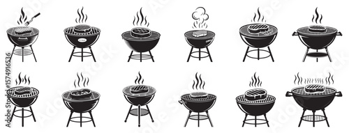 Grilling steaks on charcoal barbecues meat cooking
