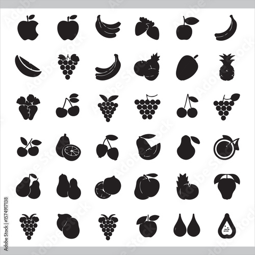 Black and White Fruit Medley An Assortment of Healthy Produce for a Delicious and Nutritious Diet