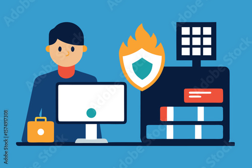 Person computer security shield firewall monitor