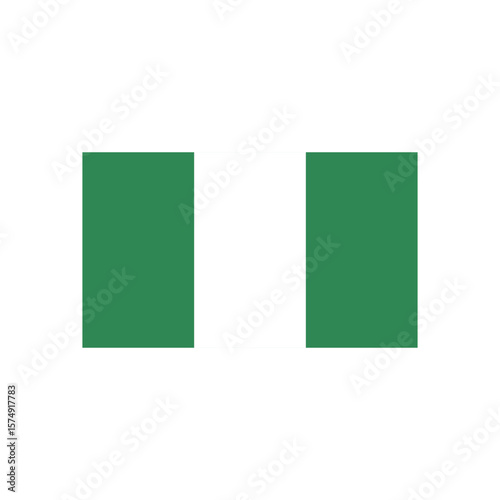 A visual representation of the flag of nigeria featuring vertical green and white stripes in a simple design