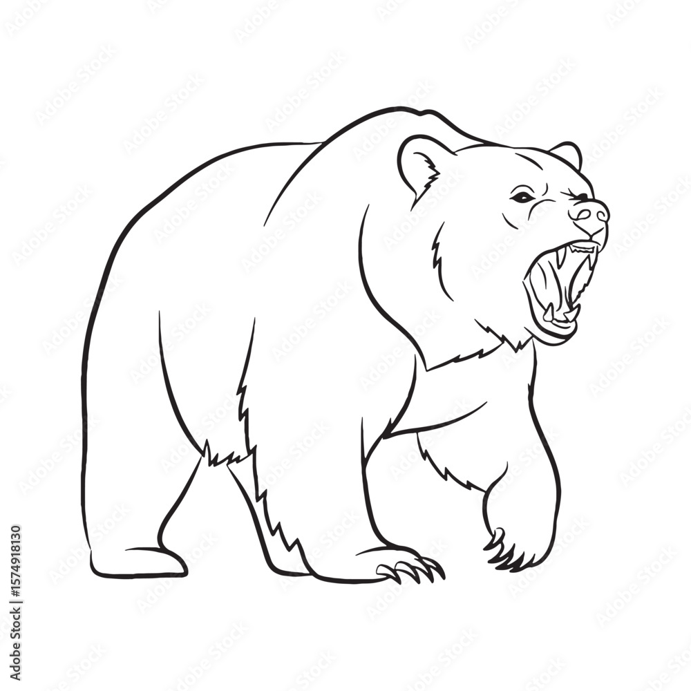 Obraz premium Absolute Bear True Identity Definition - Bear vector - Bear Line art - Bear Drawing - Vector Lineart of Bear - Bear icon - its fundamental wild enduring spirit