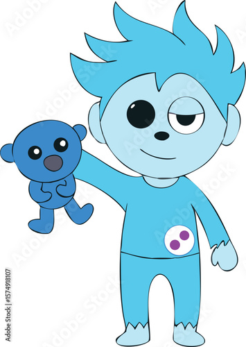 Sleepy Pajama Monster Child Illustration