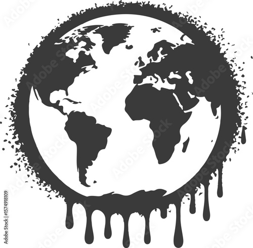 Graffiti World Map Silhouette Vector 