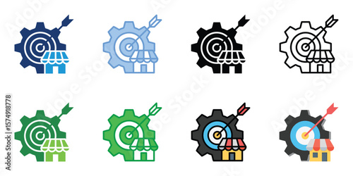 Market Penetration Icons Set Vector Multiple Style Collection