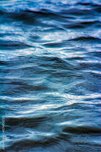 Fototapeta Naklejka Na Ścianę i Meble -  Blue Ripples of Turbulent Water For Background, Border, Backdrop, Frame, Wallpaper