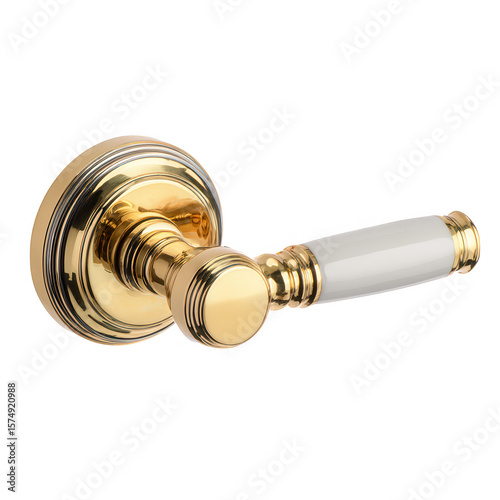 golden key on white background.