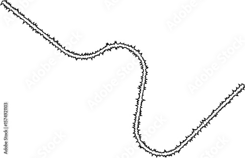 A set of abstract sharp curved lines forming a rough stroke with jagged edges and dynamic movement.