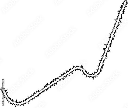Abstract zigzag pattern with sharp, angular curves and protrusions creating a rough and uneven outline.