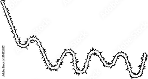 Chaotic, sharp curved path with jagged lines and irregular angles, creating a disordered visual structure.