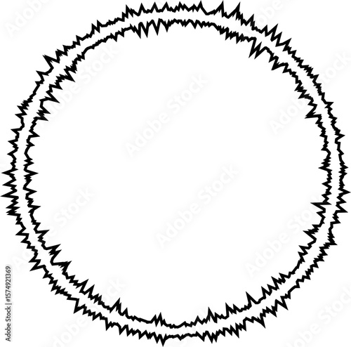 A simple circle shape formed by smooth curved lines with sharp protrusions at regular intervals along the outline.