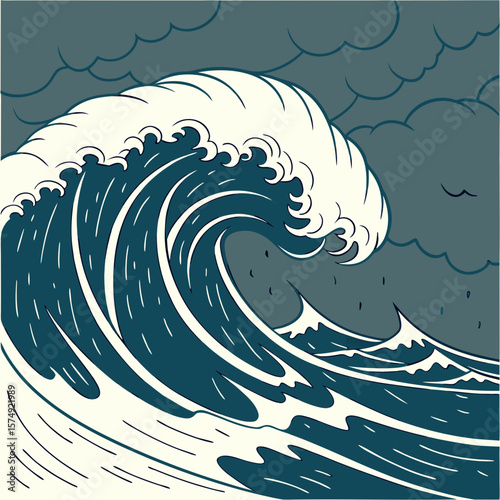 Hand drawn marine stormy weather