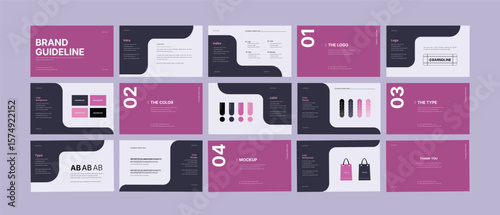 Complete Brand Guidelines layout, Modern Brand manual Guidelines Presentation, premium brand strategy design. Logo guideline book.