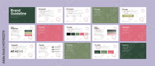 Complete Brand Guidelines layout, Modern Brand manual Guidelines Presentation, premium brand strategy design.