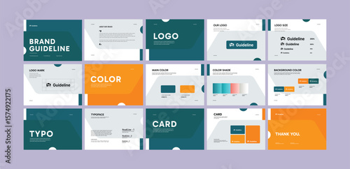 Professional Brand identity design template. Complete Brand Guidelines layout, Modern Brand manual Guidelines Presentation, premium brand strategy design. Logo guideline book