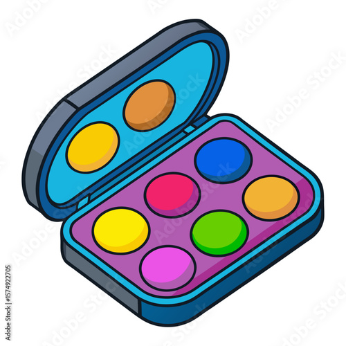 Colorful makeup palette with circular pans cosmetic beauty