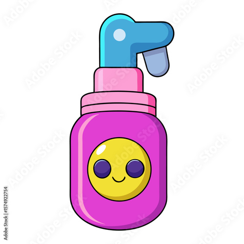 Cute cartoon spray bottle with smiley face pink