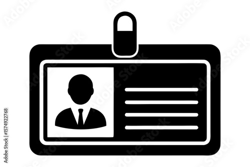 Identification employee corporate card badge pass silhouette vector illustration