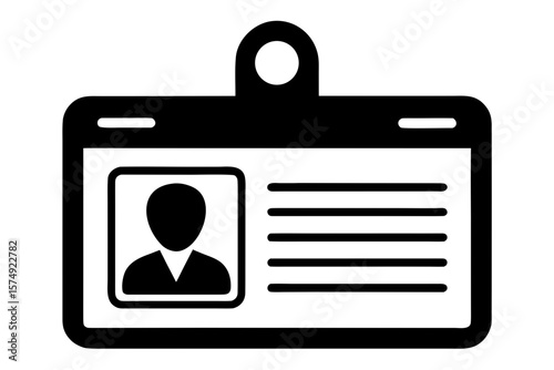 Identification card employee badge pass access silhouette vector illustration