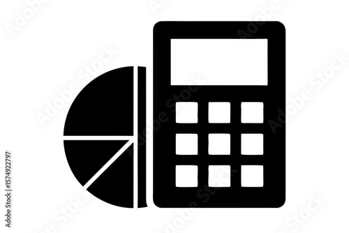 Finance calculator with chart graphic element silhouette vector illustration