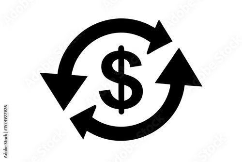 Money exchange finance dollar currency arrow recycle silhouette vector illustration