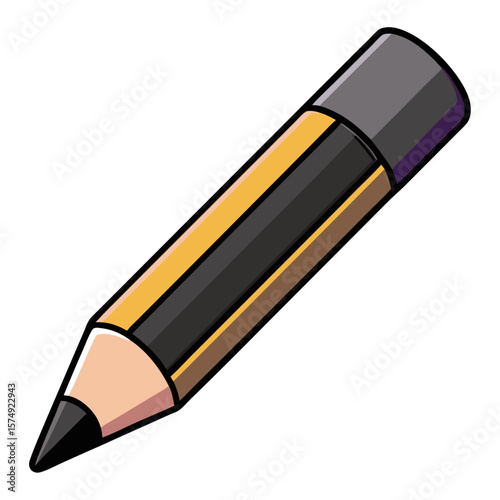Yellow pencil with black lead and grey eraser writing drawing