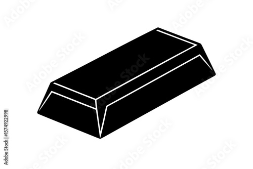 Shiny rectangular gold bar bullion treasure silhouette vector illustration