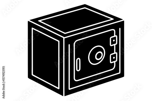 Strongbox secure safe deposit box outline vector silhouette illustration