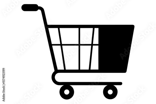 Shopping cart market commerce retail store trolley silhouette vector illustration