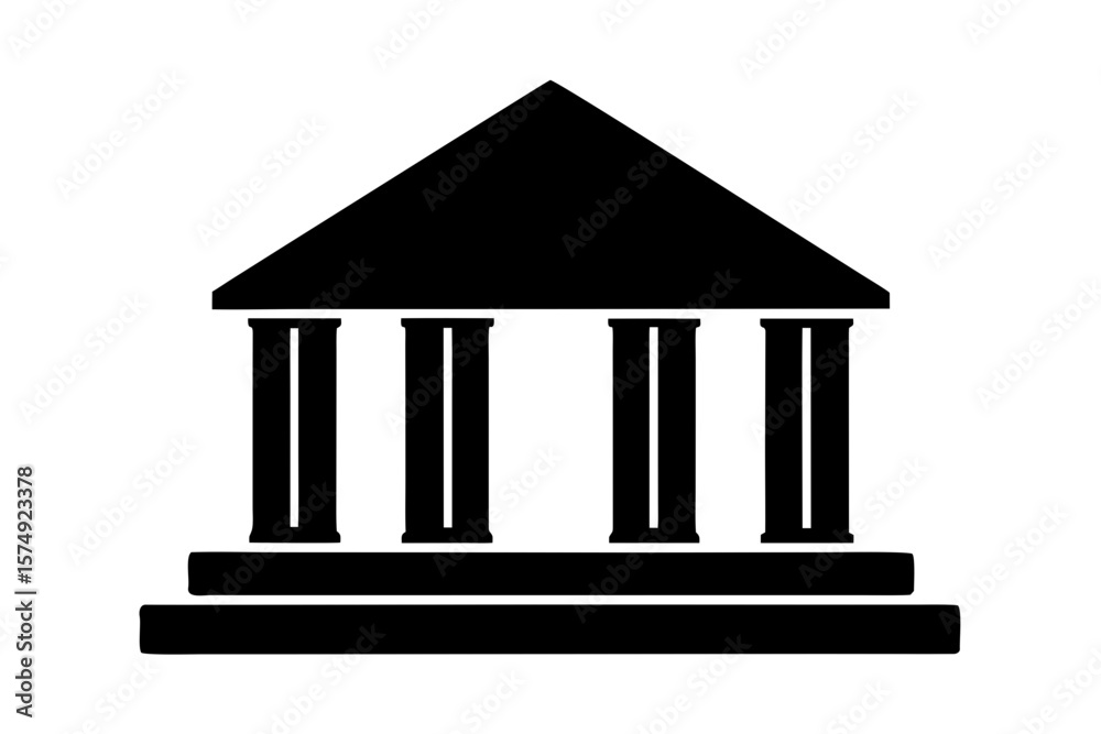 Government building courthouse bank finance institution silhouette vector illustration Government building courthouse bank finance institution silhouette vector illustration