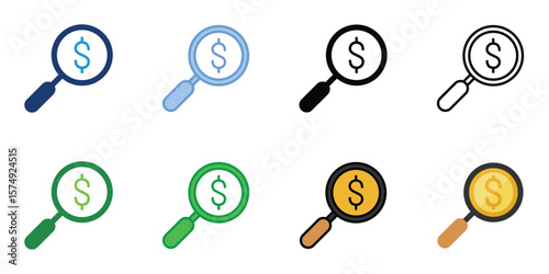 Opportunity Finder Icons Set Vector Multiple Style Collection