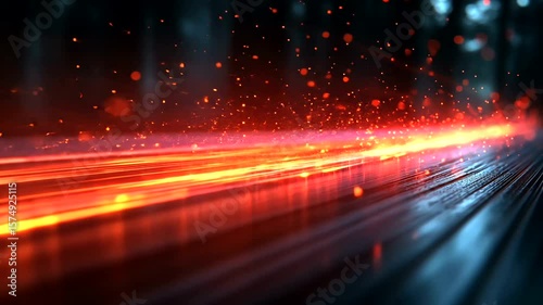 Abstract red light streaks background with particle effects and futuristic design