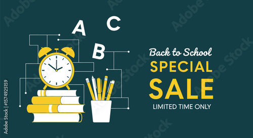 Back to school sale special offer limited time only shop now school supplies education discount promotion