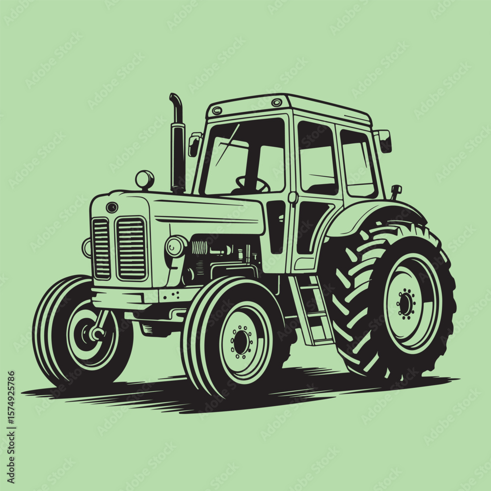 Obraz premium Vintage Tractor Illustration Classic Farm Machinery Design