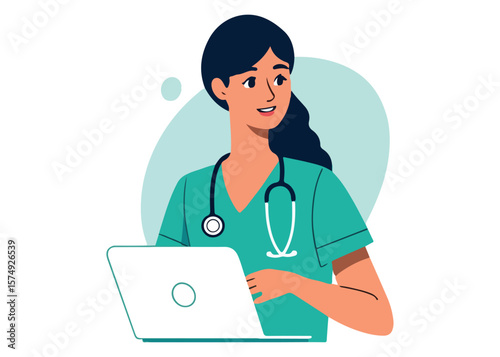 Diverse medical professionals in healthcare settings with technology and patient interaction