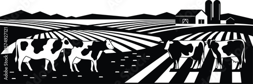 Minimalist Cattle Farming Vector