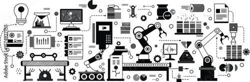 Manufacturing Automation - Minimalist Vector