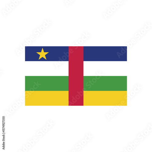 Illustration of the central african republic flag featuring horizontal bands and a central red stripe