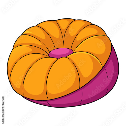 Orange and purple plush cushion round