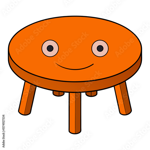 Orange cartoon table with happy face furniture