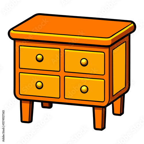 Orange nightstand with four drawers and round knobs furniture