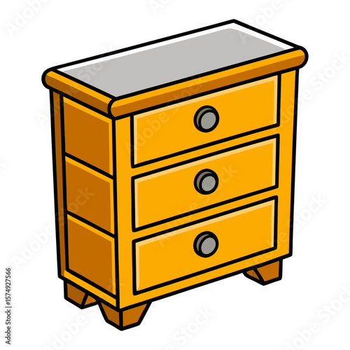 Orange three drawer cabinet with grey top and silver knobs drawers furniture