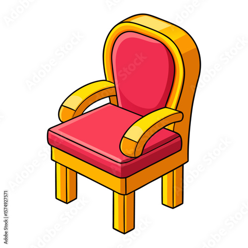 Ornate armchair with red cushion and golden frame furniture