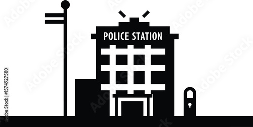 Minimalist Police Station Vector