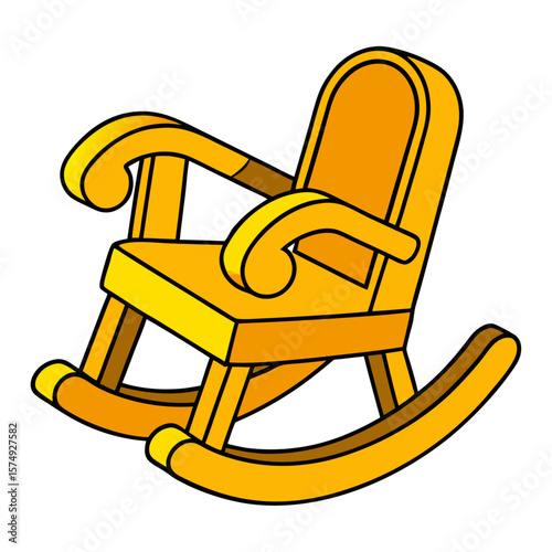 Orange rocking chair with white seat yellow wood