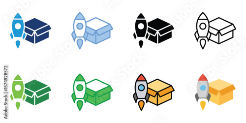 Product Launch Icons Set Vector Multiple Style Collection